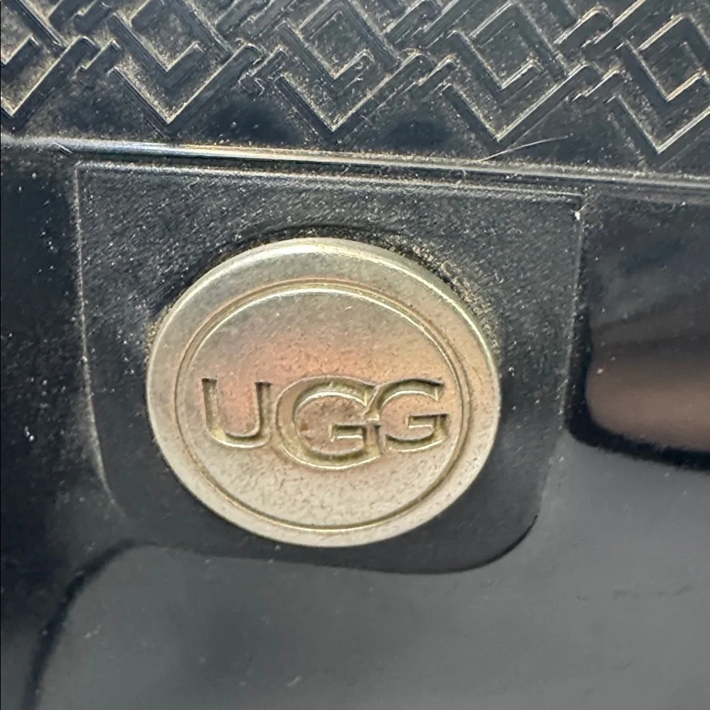 UGG Shaye Gloss Tall Rain Boots Black Waterproof Rubber Boot Size 8